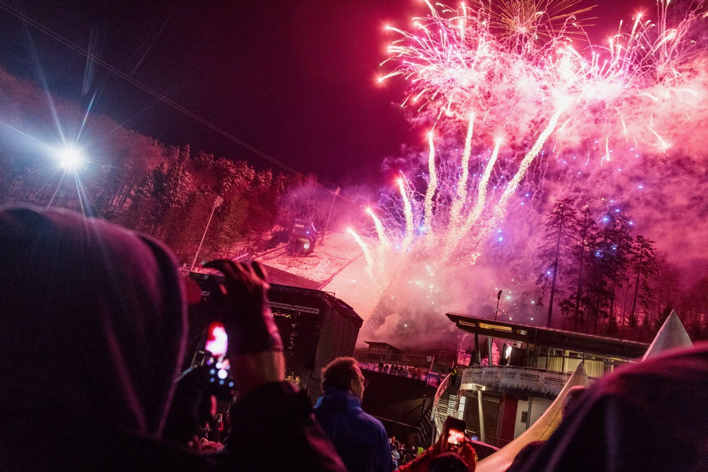 Ski juming in Willingen with fireworks Ski juming in Willingen with fireworks