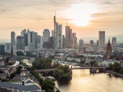 The towering bank skyscrapers in Frankfurt